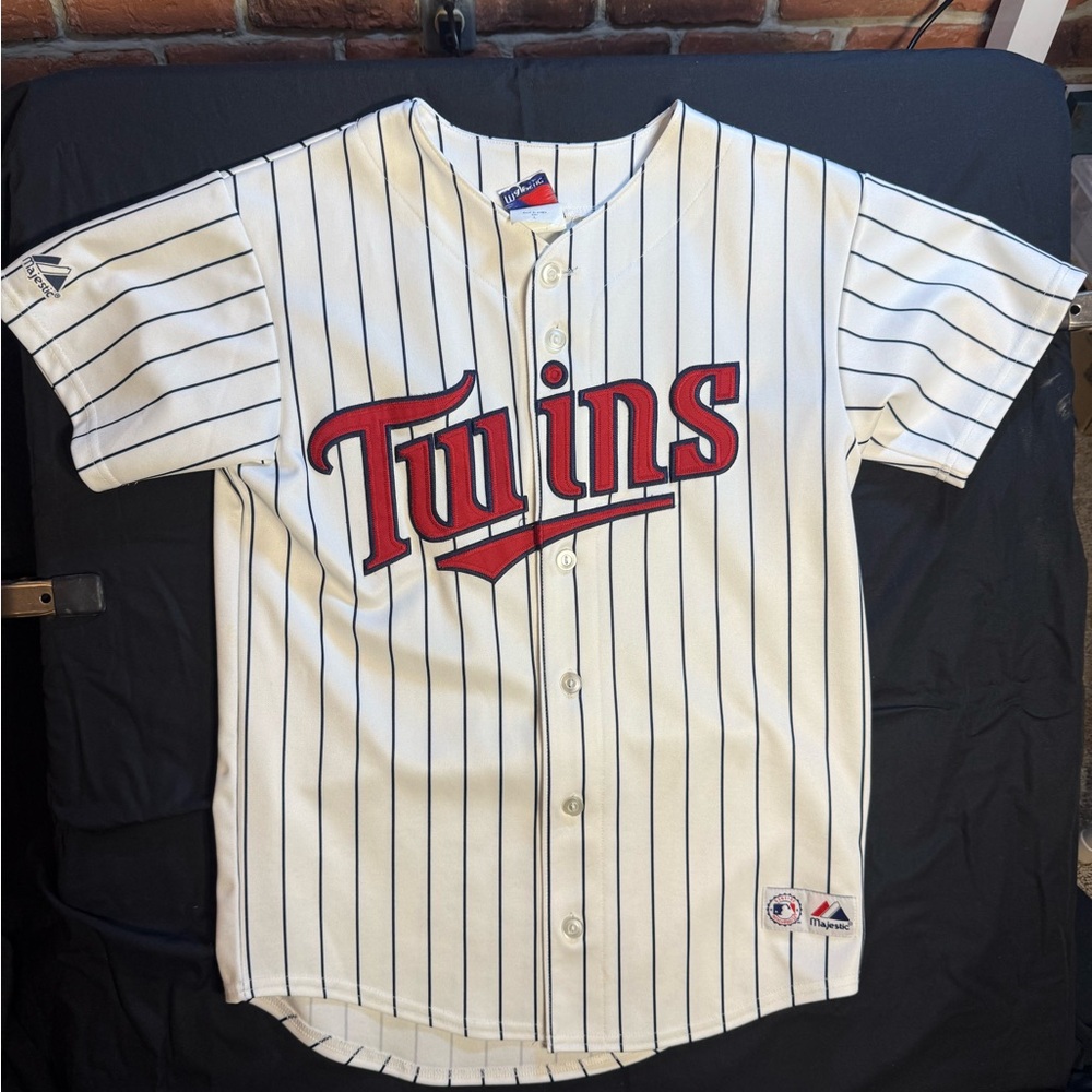 Twins Kids Baseball Jersey - White with Black Stripes